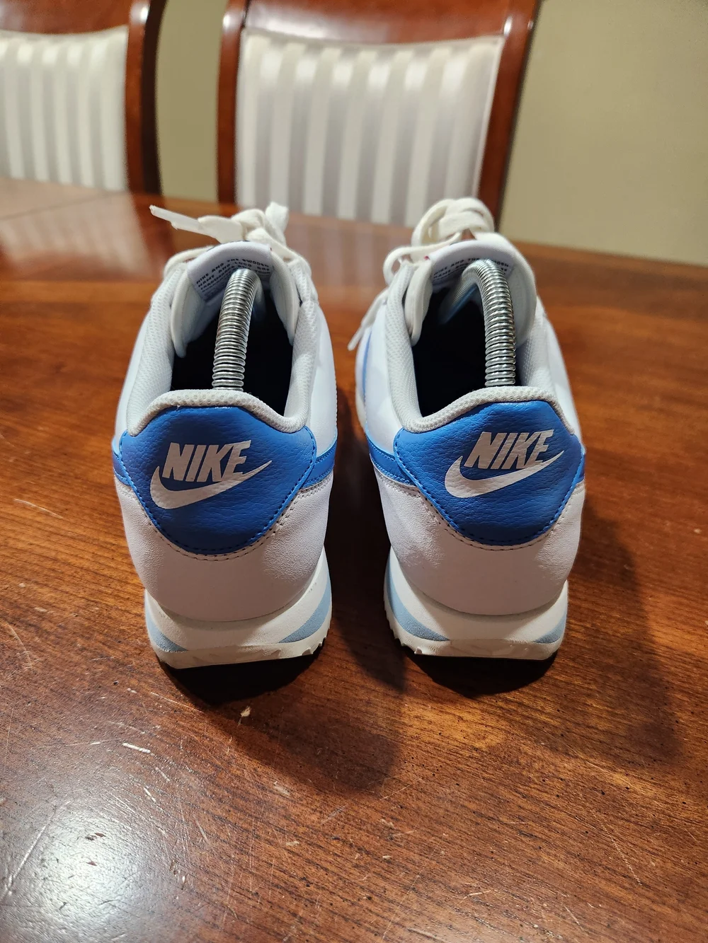 Nike Women's Classic Cortez Leather Sneakers - White/Blue Size 10 or 8.5 Men